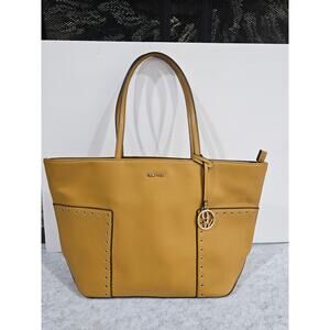 Nine West Yellow Shoulder Bag, 9W logo Charm, Spring Style, Stud Accents, Large